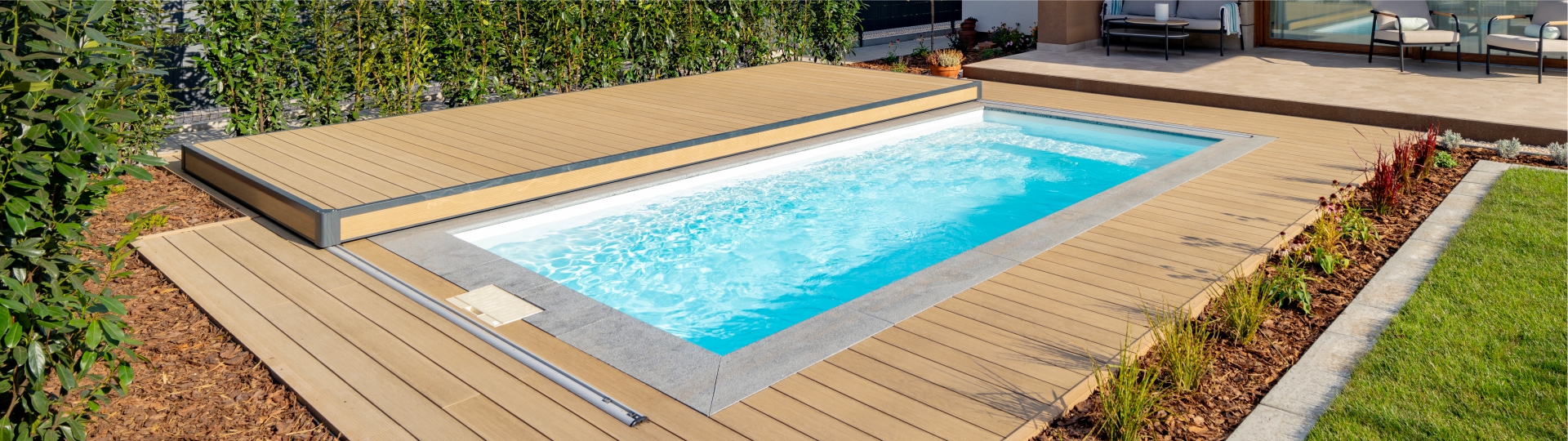 Verschiebbare Terrassenabdeckung für Pools