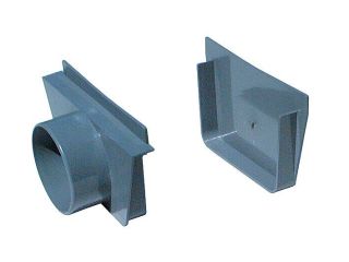 Überlaufrinne - Innere und äußere PVC-Endkappe mit Ablauföffnung