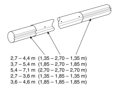 Teleskop. Spannstange - Länge: 3,7–4,6 m (eloxiertes Aluminium)