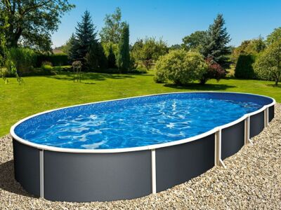 Stahlwand-Aufstellpool Azuro Grafit 5,5 x 3,7 x 1,2 m