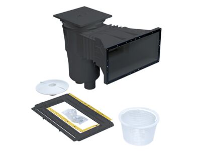 Skimmer 17,5 l, für Folien, mit Messingverschraubungen, breiter Anschluss, RAL7016