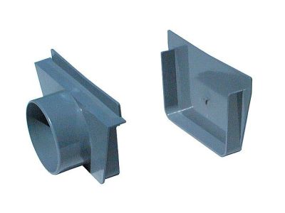 Überlaufrinne - Innere und äußere PVC-Endkappe mit Ablauföffnung