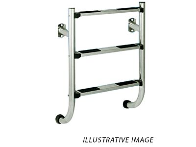 Edelstahl-Treppenleiter zweiteilig -- 3 Stufen (Befestigung mit Flansch), unteres Teil; AISI 304