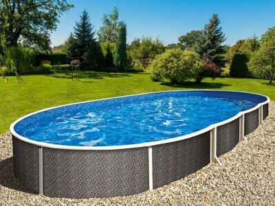 Stahlwand-Aufstellpool Azuro Rattan 5,5 x 3,7 x 1,2 m